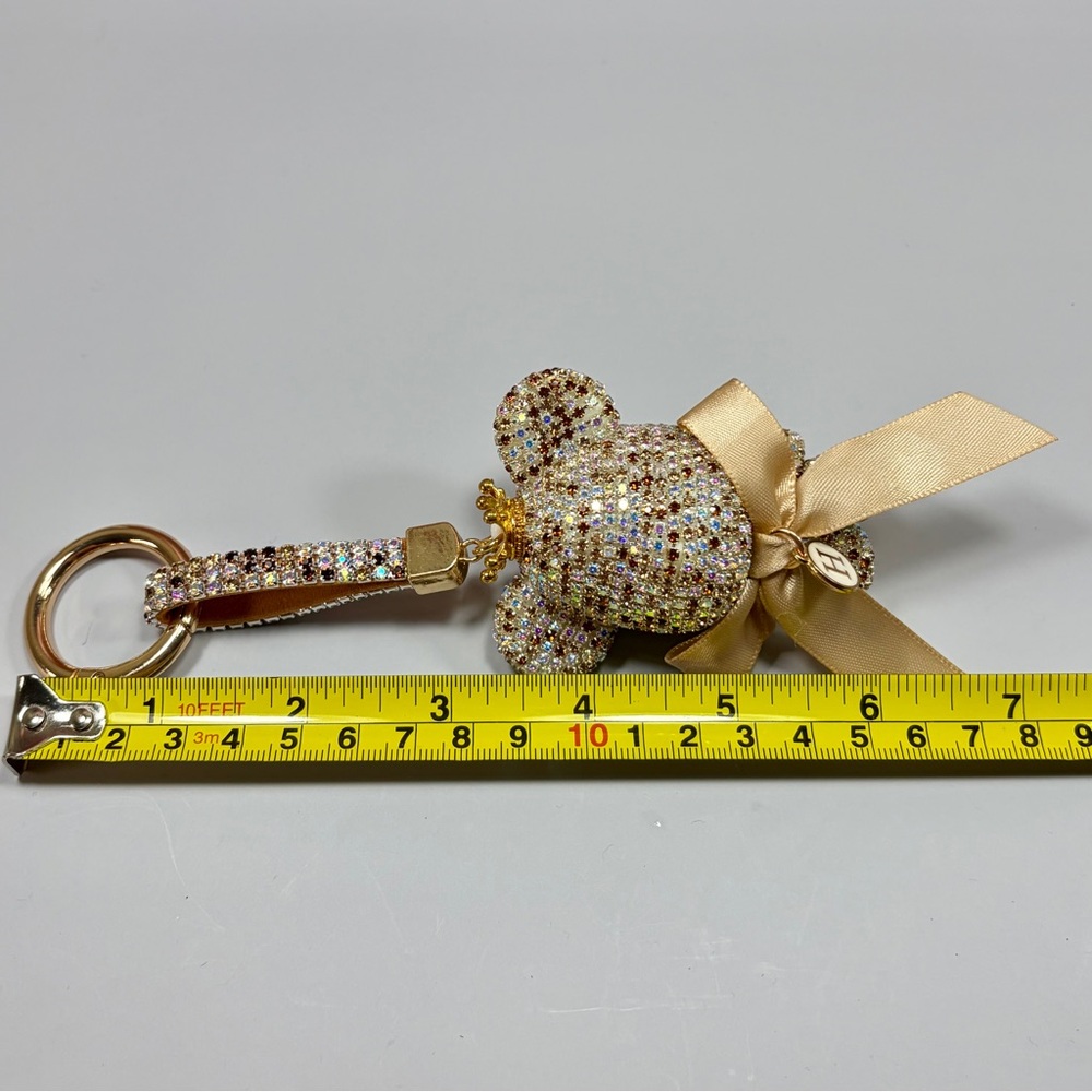 Bougie Crystal Teddy Bear Keychain with Bow - Picture 6 of 6